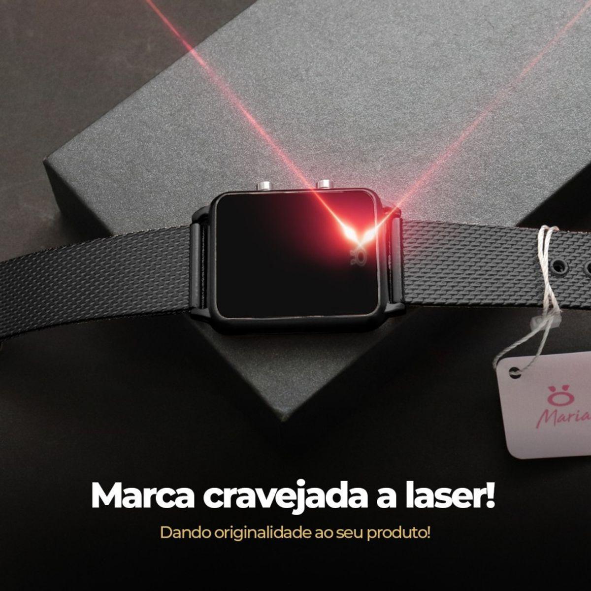 Miniatura Relogio Feminino Digital Qualidade Premium Preto + Caixa Led