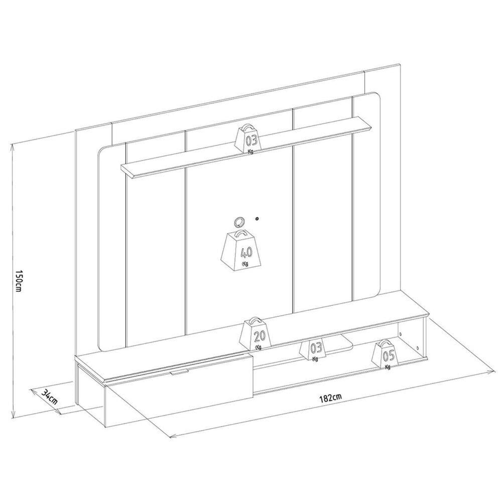 Miniatura Painel Home para Tv até 65” Lugano Nature/Off White