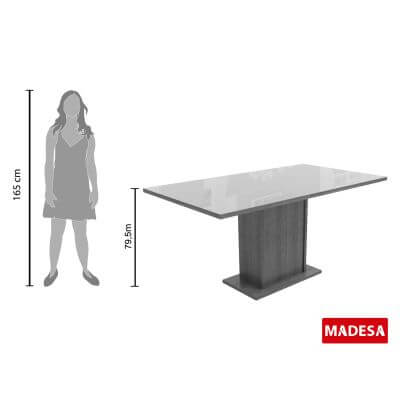 Miniatura Conjunto Sala de Jantar Moscou Plus Madesa Mesa Tampo de Vidro com 6 Cadeiras Rustic/Preto Cor:Rustic/Preto