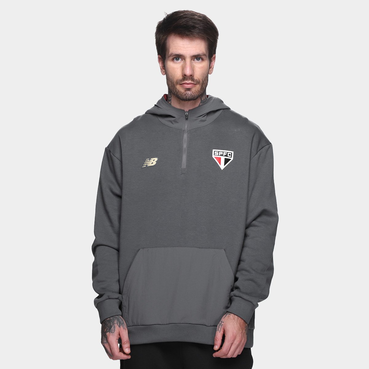 Miniatura Moletom C/ Capuz São Paulo 25/26 Viagem New Balance Masculino Cinza - EGG