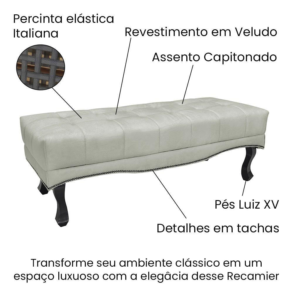 Miniatura Calçadeira Recamier Solteiro 0,90M Cor Cinza Prata