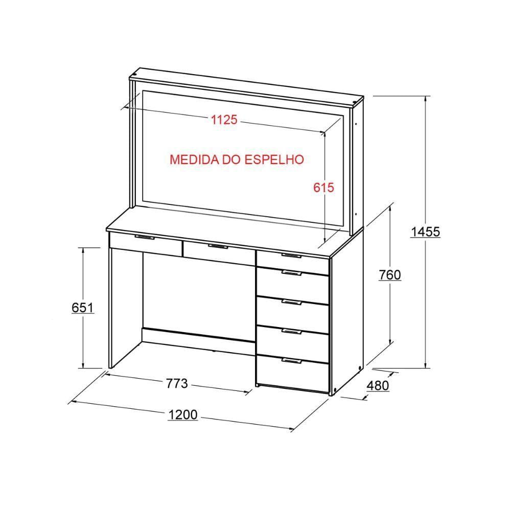 Miniatura Penteadeira Ditália 7 Gavetas Branco Com Kit Luz Camarim