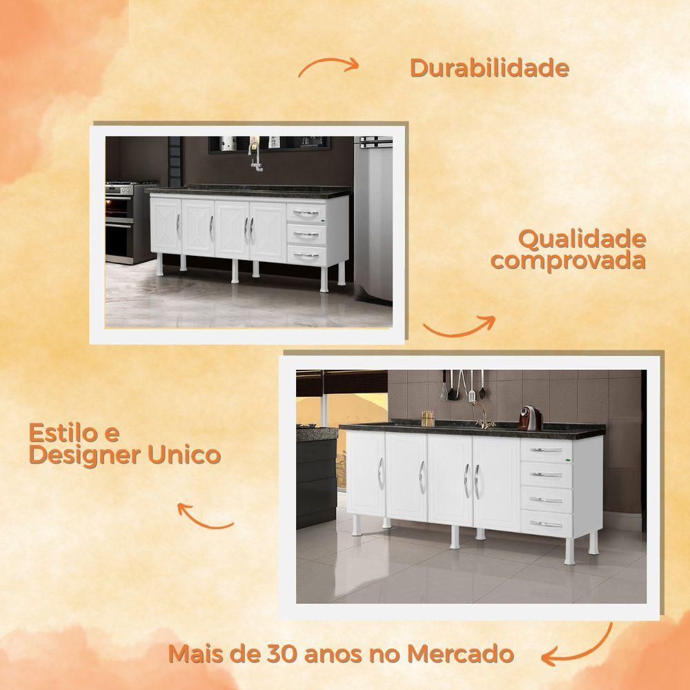 Miniatura Gabinete Cozinha De Aço Ellos 1.20 Desmontado Sem A Pia 3 Gavetas Cor:preto