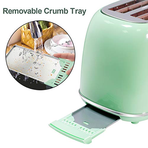 Miniatura Torradeira Elétrica Keenstone Estilo Retrô 2 fatias Aço Inoxidável Verde 110V