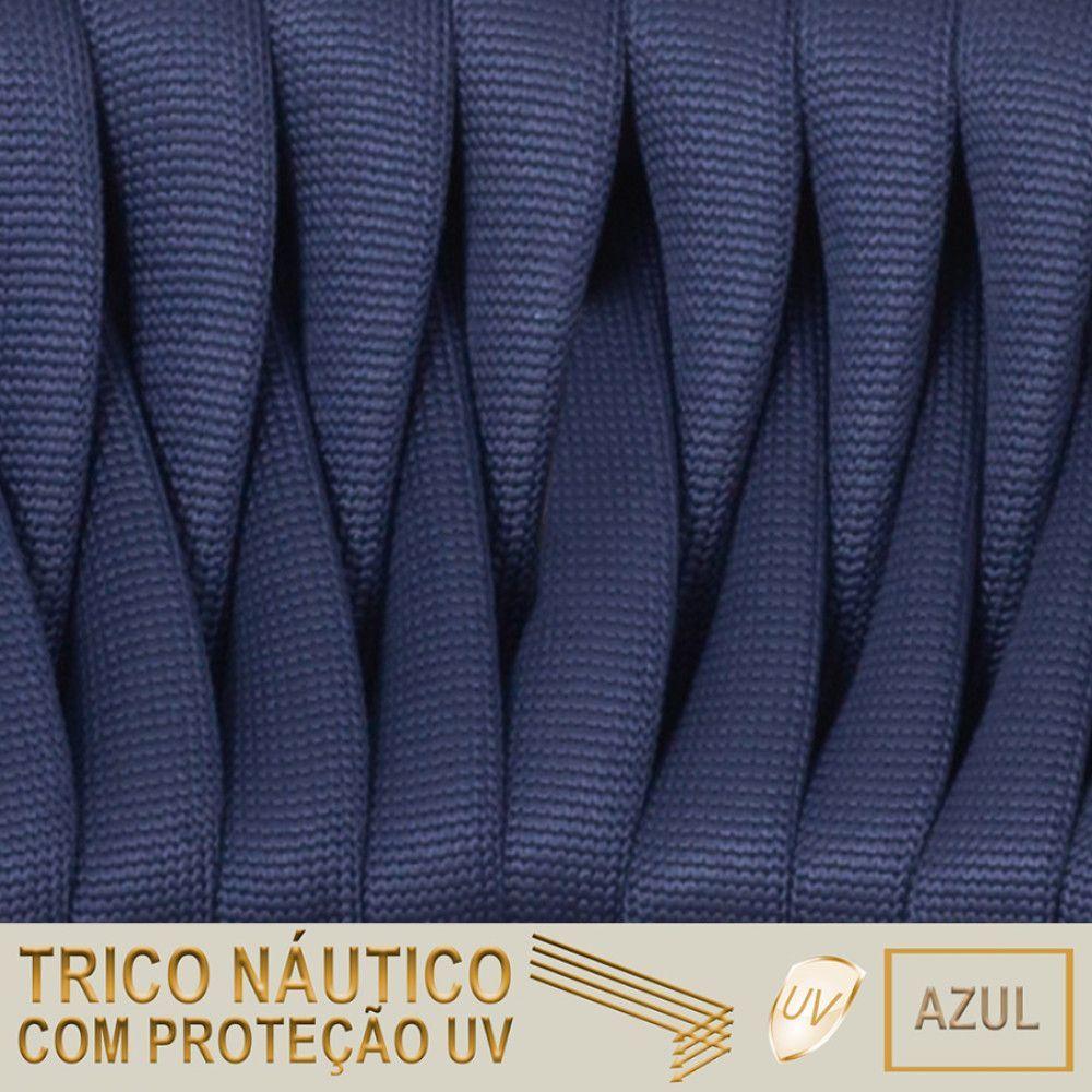 5 Cadeiras Atenas Tricô Náutico E Alumínio Proteção Uv Preta Azul