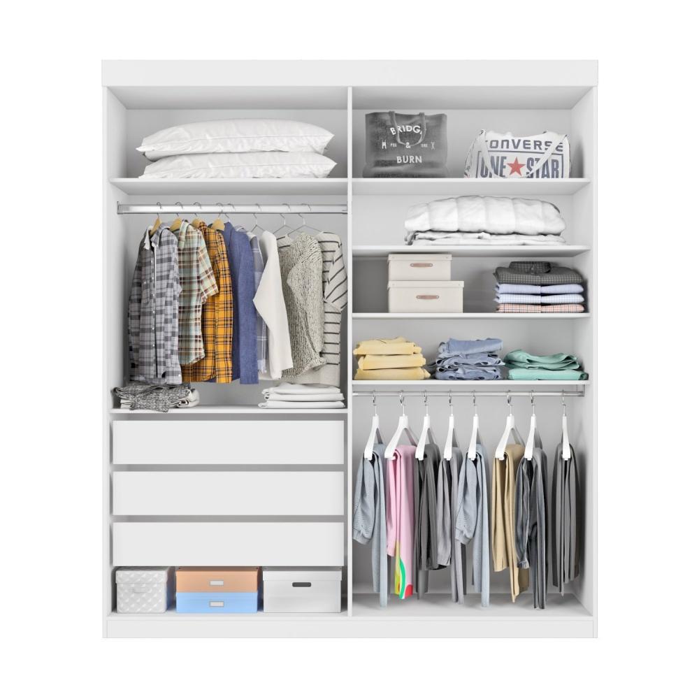Miniatura Guarda Roupa Casal 4 Portas 3 Gavetas Roma Conquista Móveis Branco