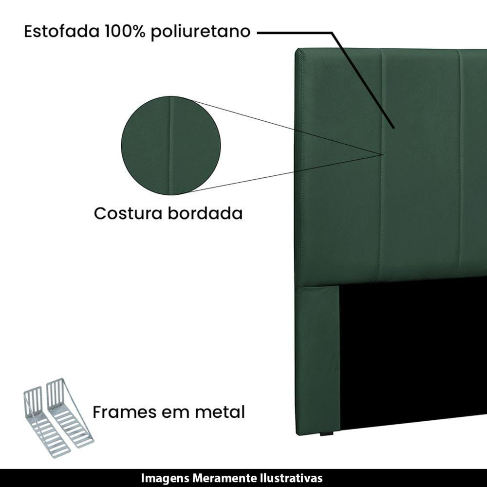 Miniatura Cabeceira Queen Size 1,60m Erza Veludo Verde Floresta