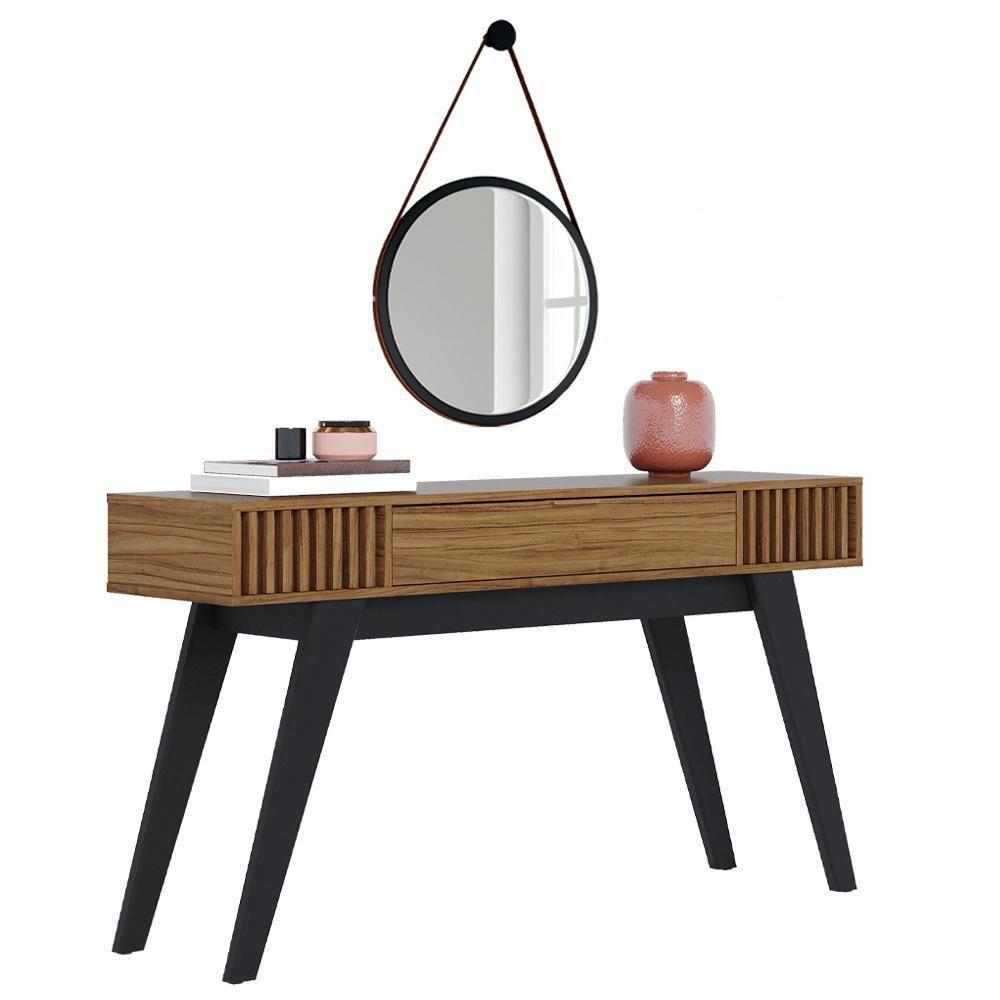 Miniatura Aparador Delta C04 Preto Noce Milano Espelho Adnet Preto