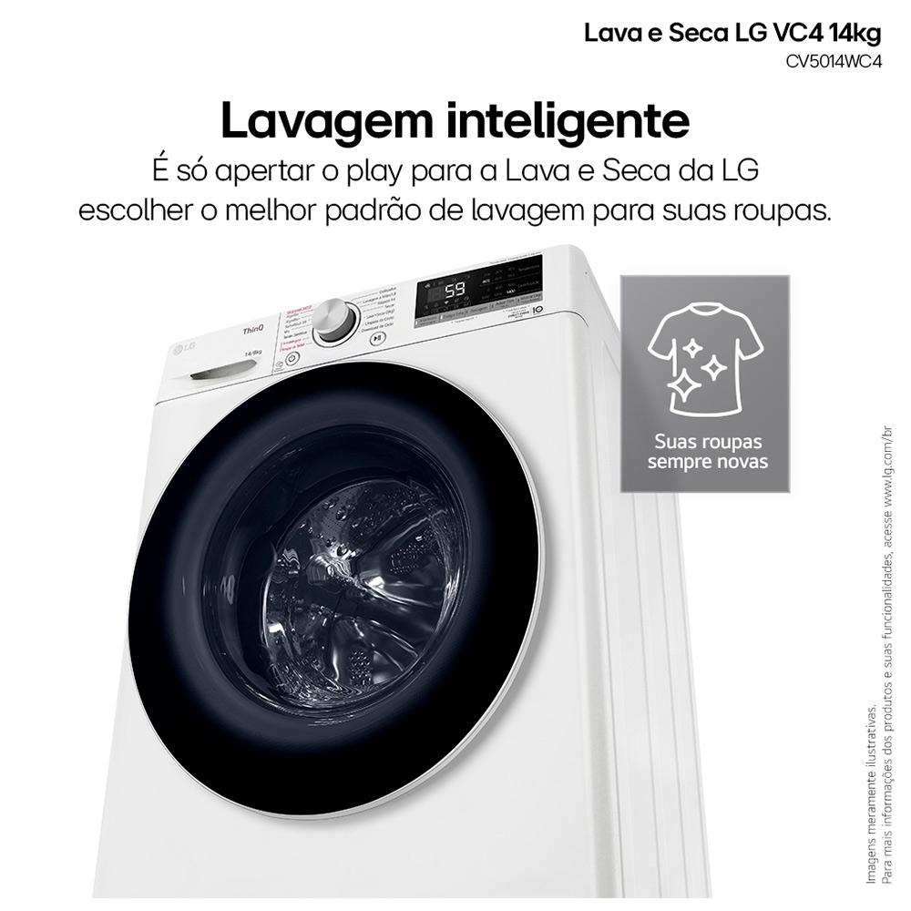 Miniatura Lava & Seca 14 Kg LG Smart com Inteligência Artificial AIDD™ Branca com 13 Programas de Lavagem - CV5014WC4 110