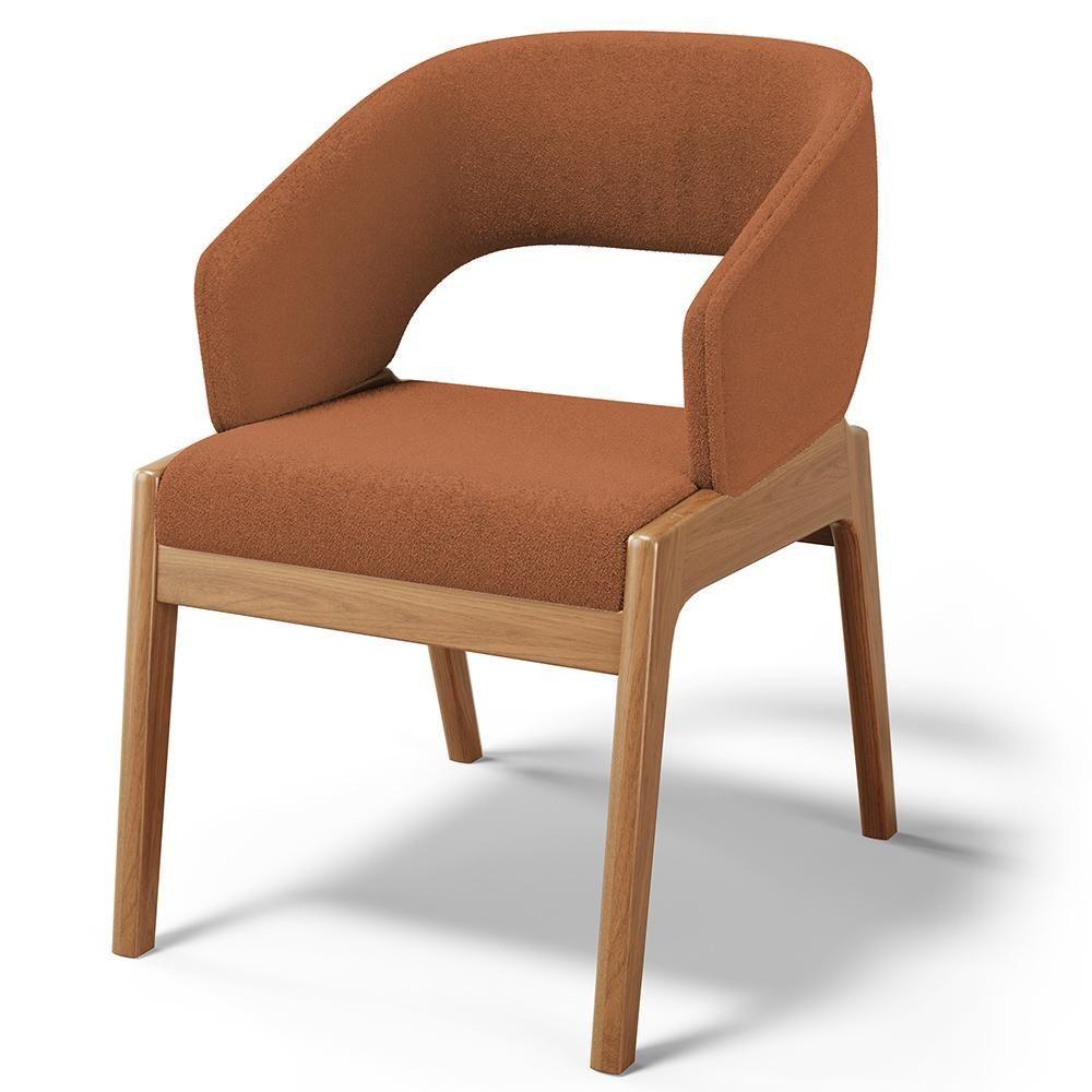 Miniatura Kit 03 Cadeiras De Jantar E Estar Living Estofada Lince L02 Bouclê Terracota - Lyam Decor