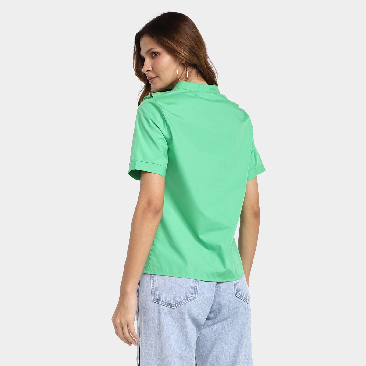 Miniatura Blusa Dom Babados Botões Feminina Verde - G