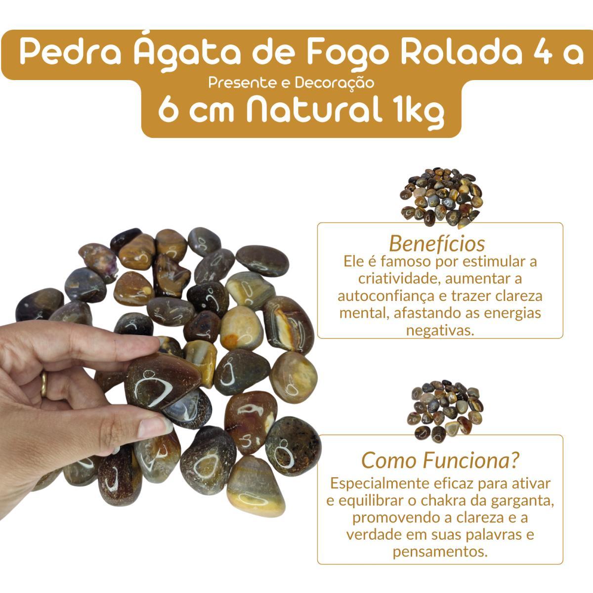 Miniatura Pedra Ágata De Fogo Rolada 4 A 6 Cm Natural 1 Kilo