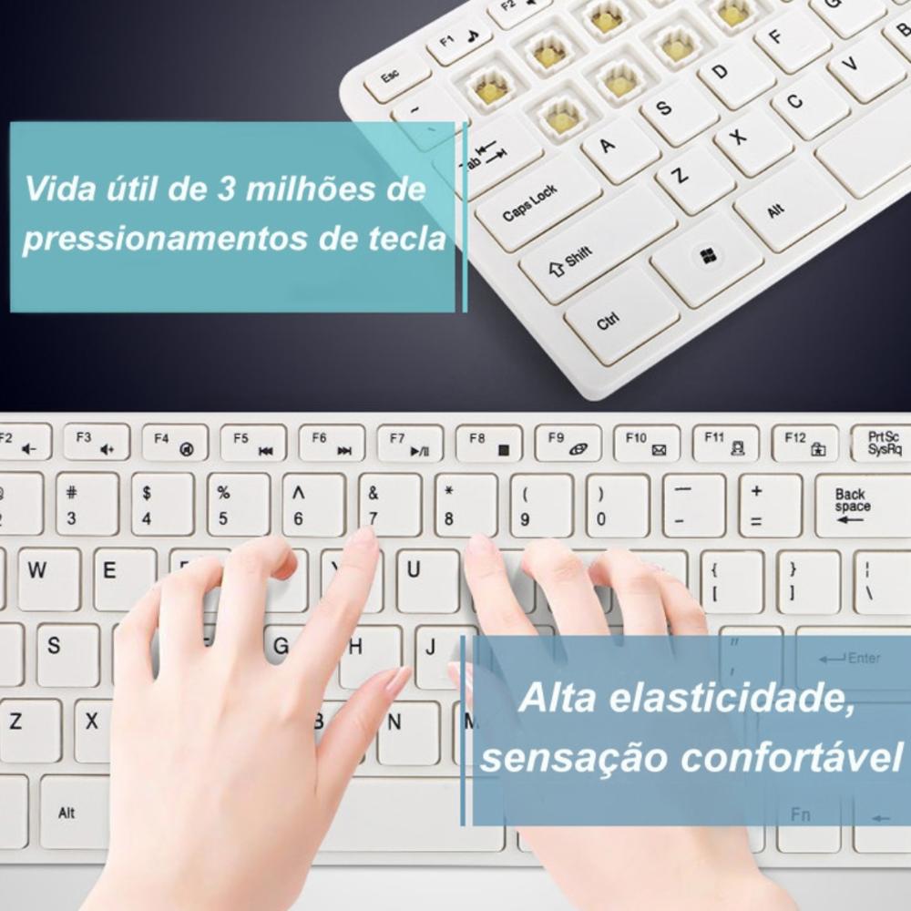 Miniatura Kit Teclado e Mouse Bluetooth - Branco - Verde