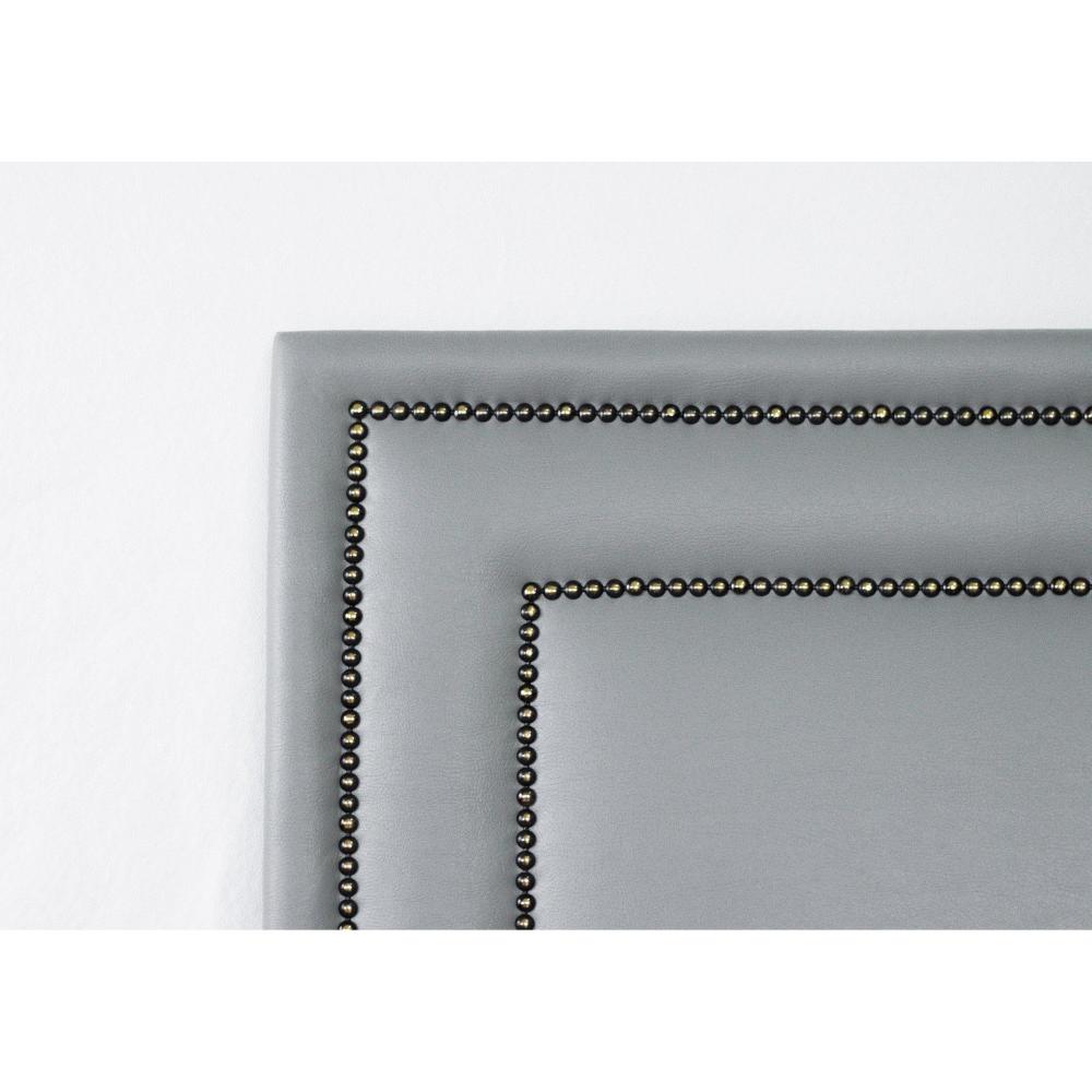 Miniatura Cabeceira Casal Estofada para Cama Box com Tachas 140x60cm Reta Luxo Dupla Cinza/Fumê