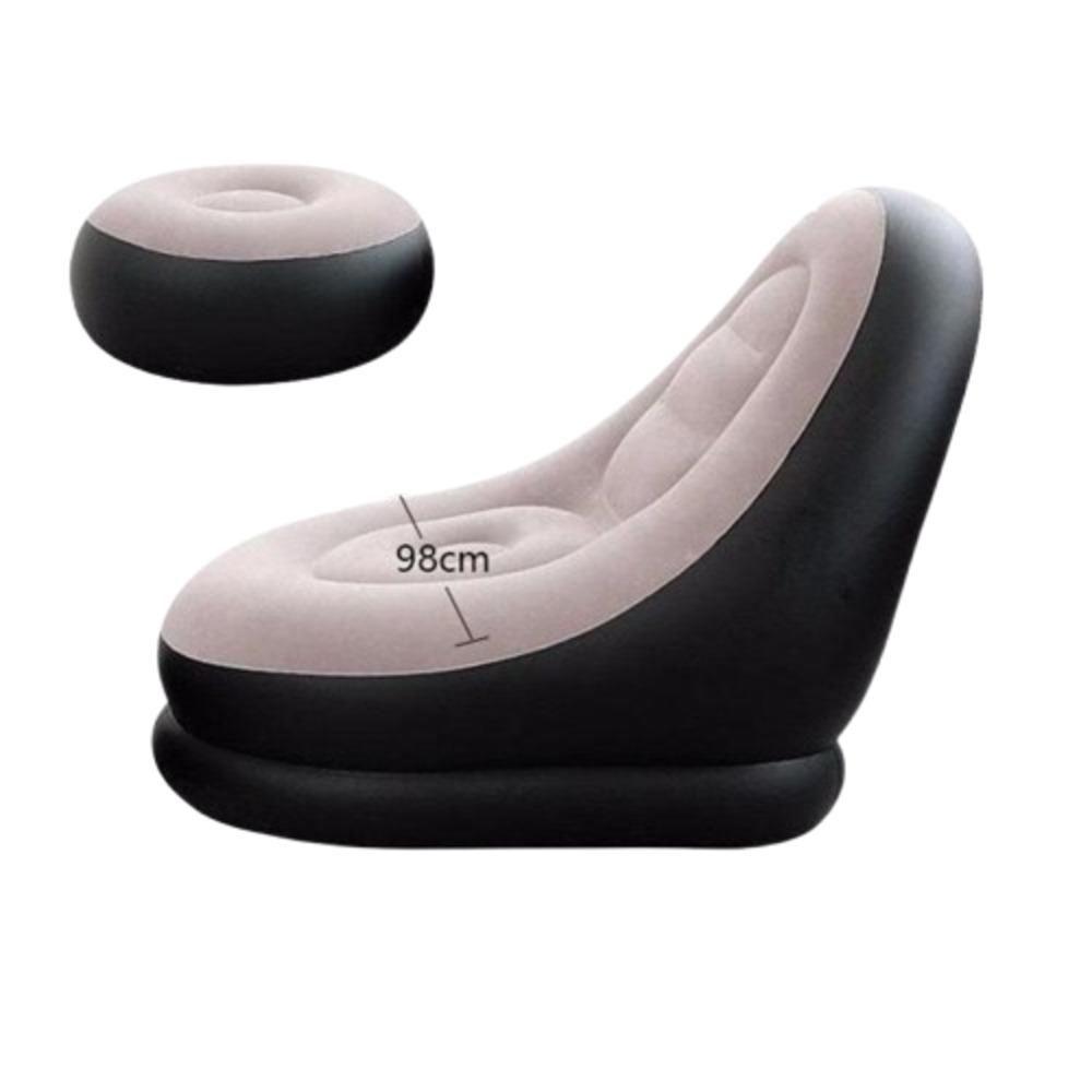 Miniatura Sofa Poltrona Inflavel Kit 2 Em 1 Com Puff Ultra Lounge Cama Colchao Portatil Quarto Sala Jardim Piscina Luxo