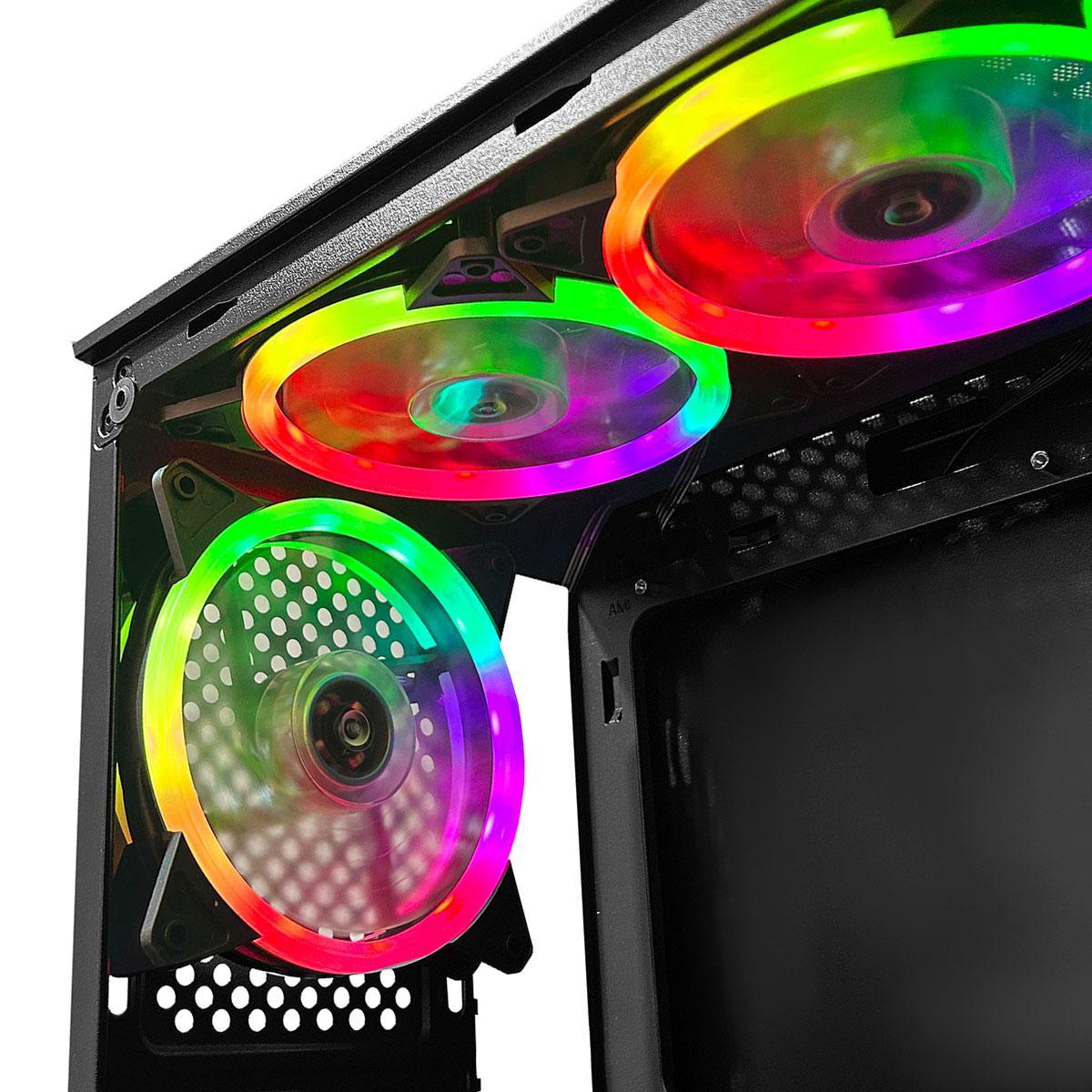 Gabinete Gamer Brx Black Neon, Atx, Lateral Em Vidro
