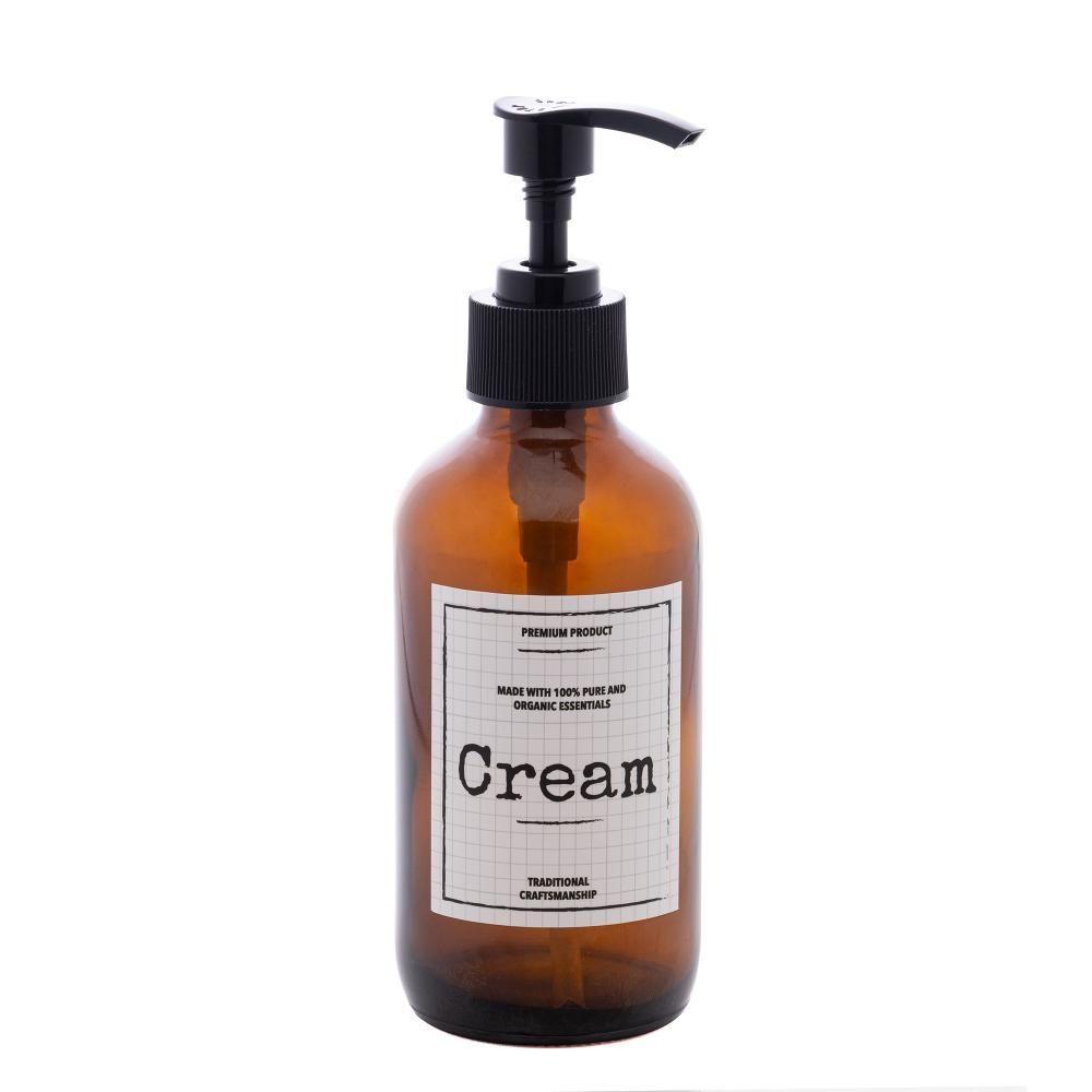 Miniatura Porta Creme Com Pump Lyor Âmbar De Vidro E Plástico 250Ml