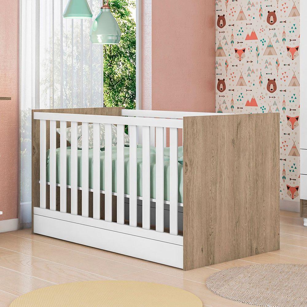 Berço Infantil Mini Cama Mdp Doce Mel Carvalho/branco