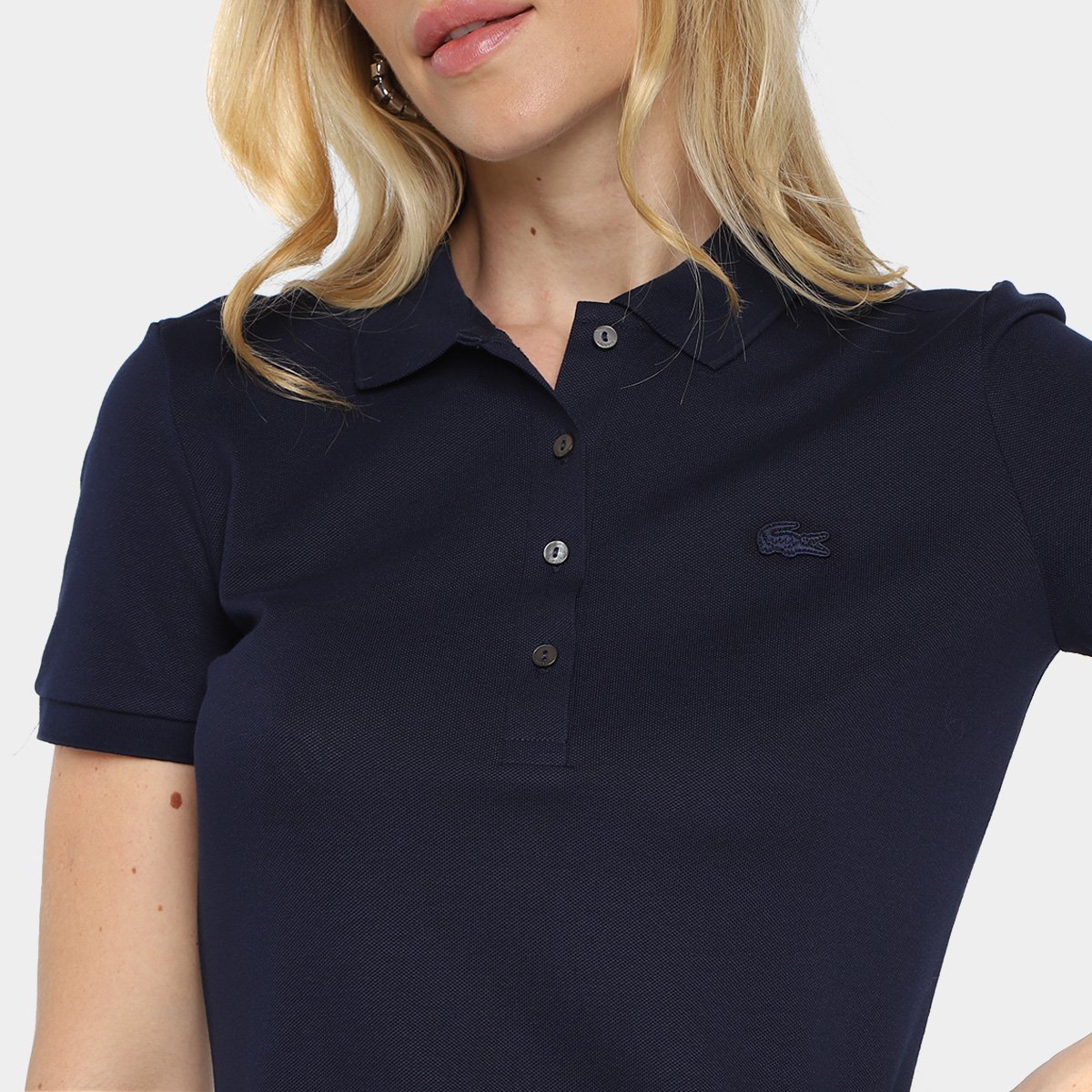 Miniatura Vestido Curto Lacoste Gola Polo Feminino Marinho - 38
