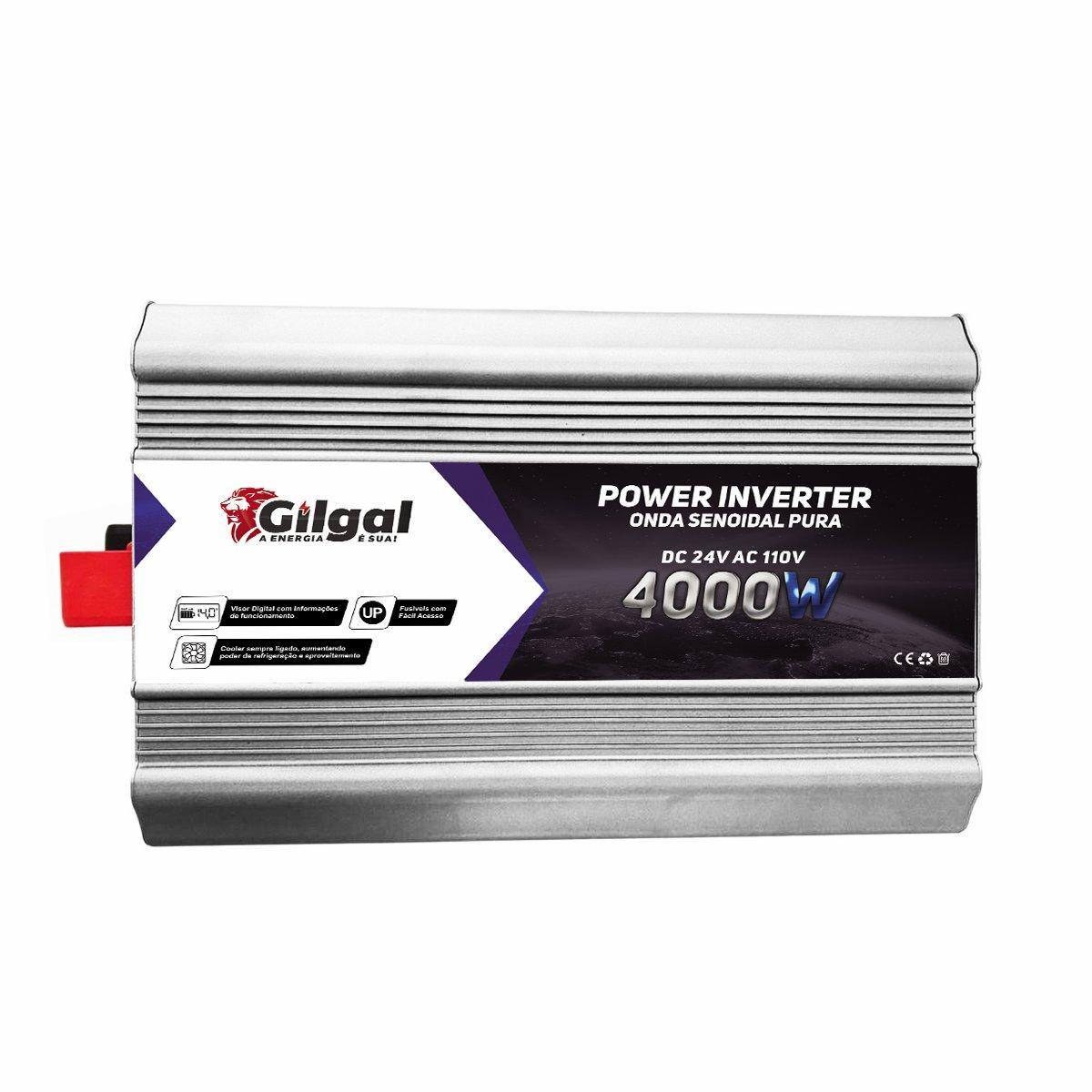 Miniatura Inversor 4000W 24V 110V Onda Senoidal Off Grid, Caminhão,