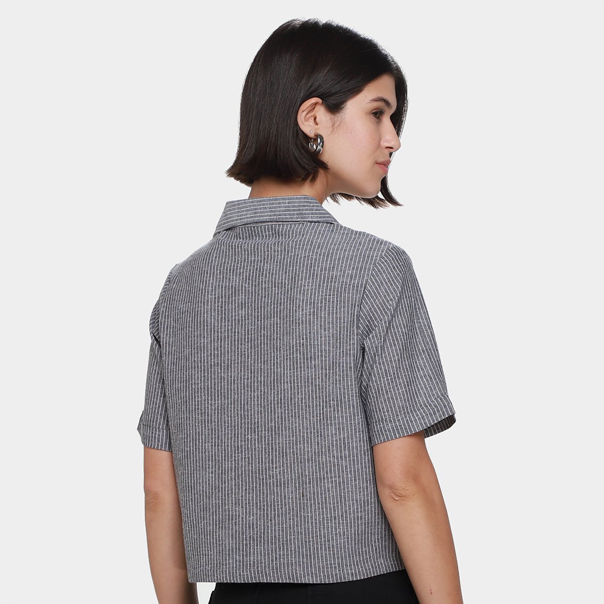 Miniatura Camisa Manga Curta Malwee Listrada Feminina Mescla - EP