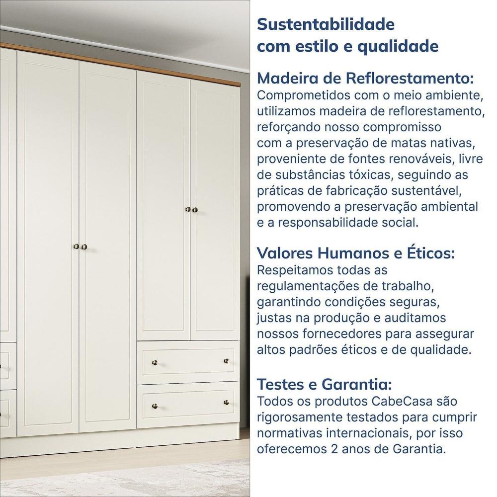 Guarda-roupa Casal 6 Portas 4 Gavetas Ananda Cabecasa Madeiramadeira OFFWHITE