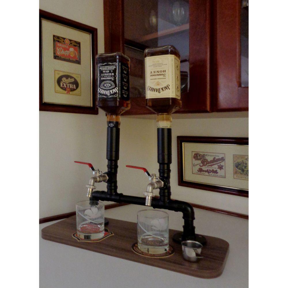 Miniatura Dispenser Dosador Bebidas Whisky Bar Adega Estilo Industrial Preto Laca