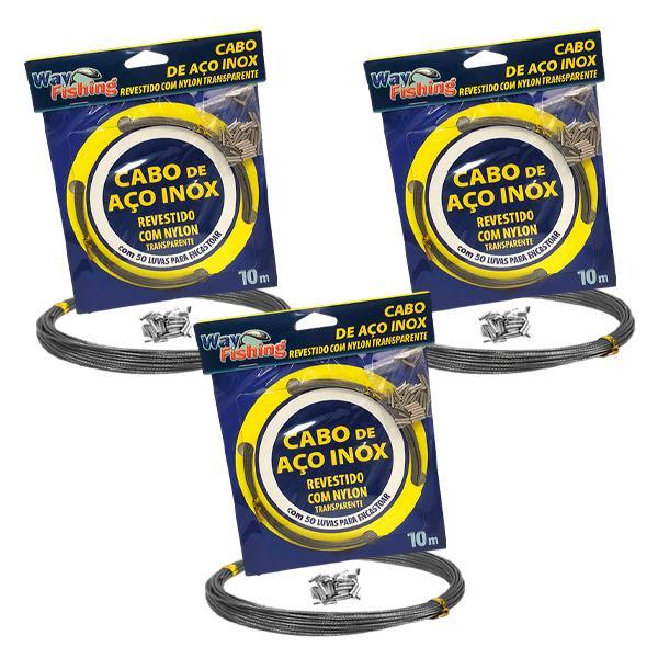 Miniatura Kit 3Un Empate Aço Pesca Way Fishing Nickel 10M 40 70 200Lbs