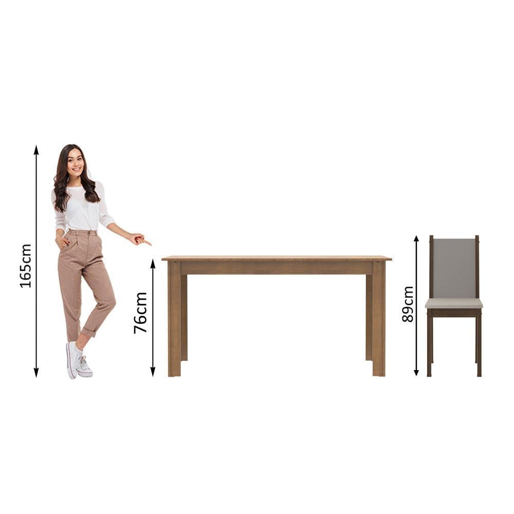 Miniatura Conjunto Sala de Jantar Rosa Madesa Mesa com 4 Cadeiras - Rustic/Crema/Sintético Bege Rustic/Crema/Pérola