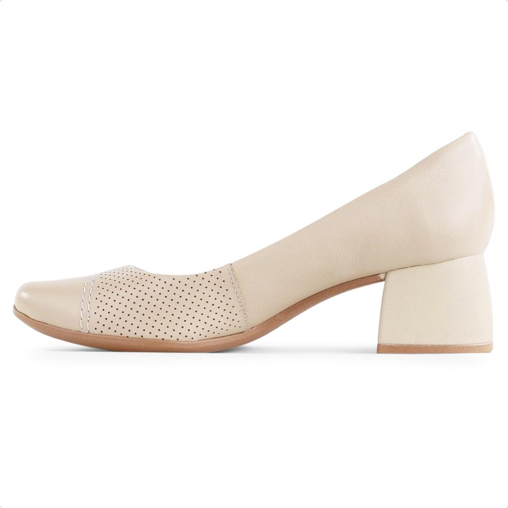 Miniatura Scarpin Usaflex Salto Bloco Furos Feminino Bege / Marrom - 35