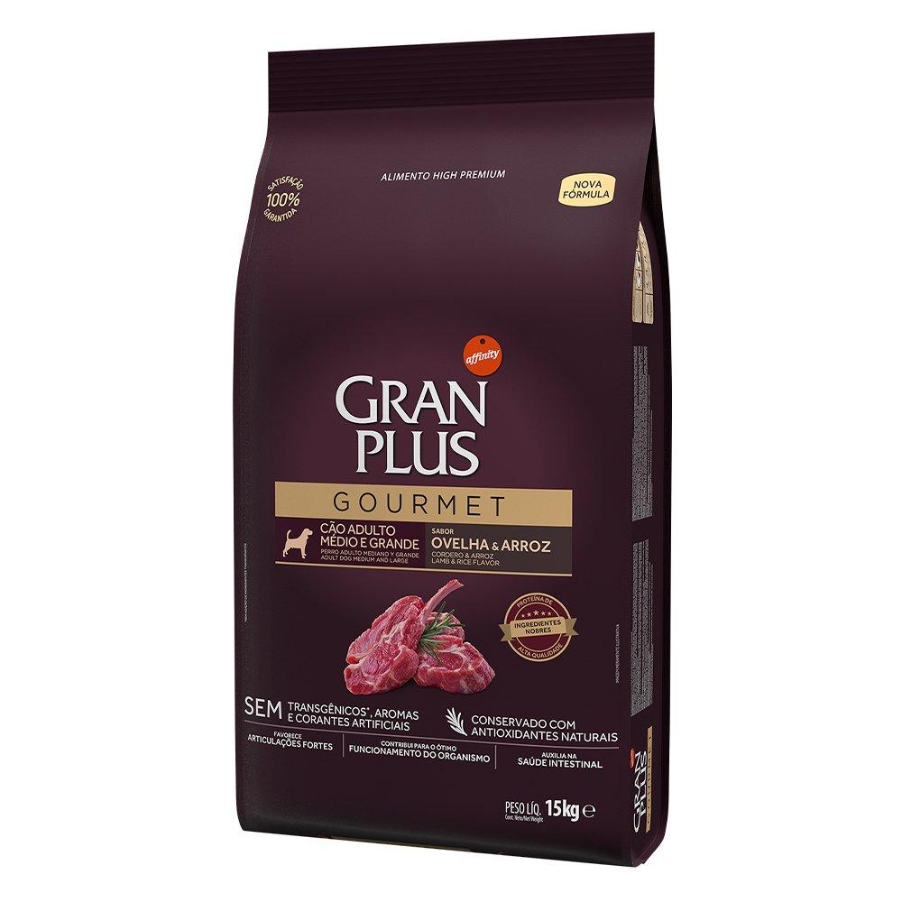 Miniatura Ração Seca GranPlus Gourmet Ovelha & Arroz para Cães Adultos Raças Médias e Grandes - 15 Kg