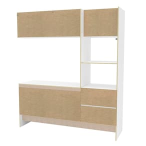 Cozinha Compacta Politorno Mov Evora MDP com 6 portas, 1 Gaveta e 1 Prateleira - 182cm de largura Branco