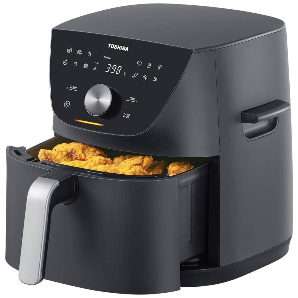 Miniatura Fritadeira Elétrica Air Fryer 7,2L com 12 Menus Predefinidos e Função Menu-IQ, 110V, TOSHIBA, Cinza Metálico 110v
