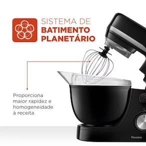 Miniatura Batedeira Planetária Mondial BP-03 com 12 Velocidades e 700W – Preto 110V