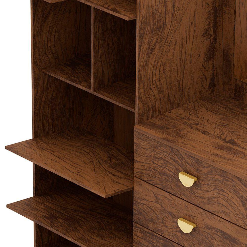 Guarda Roupa Cômoda 4 Gavetas 120cm Cristal Imbuia Rústico Vila Rica