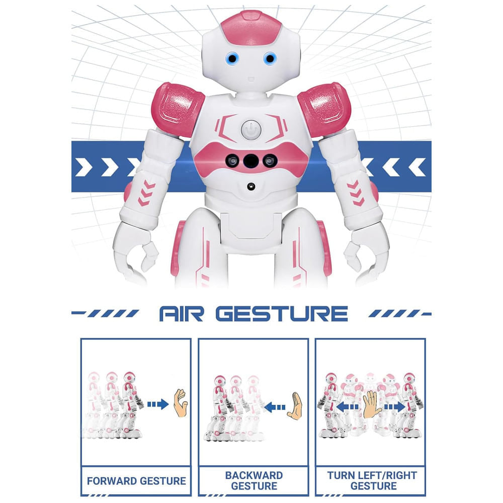 Miniatura Robô KingsDragon RC para Crianças: Controle por Gestos e Sensor Remoto, Ideal para Meninos e Meninas de 3 a 8 Anos, Presente de Aniversário, Cor Rosa.