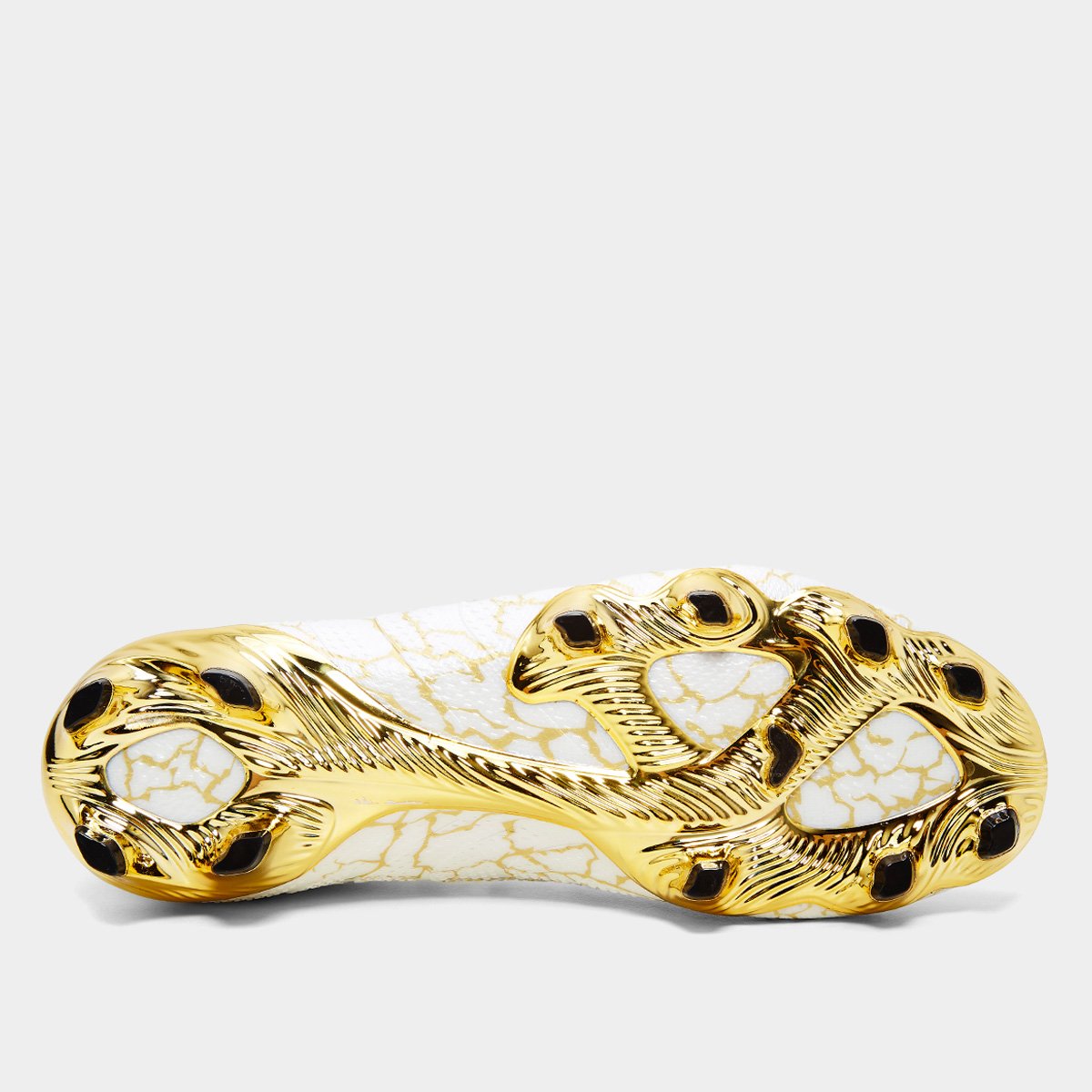 Miniatura Chuteira Campo Skechers SKX_01 Low Diamond FG Masculina Branco+dourado - 38