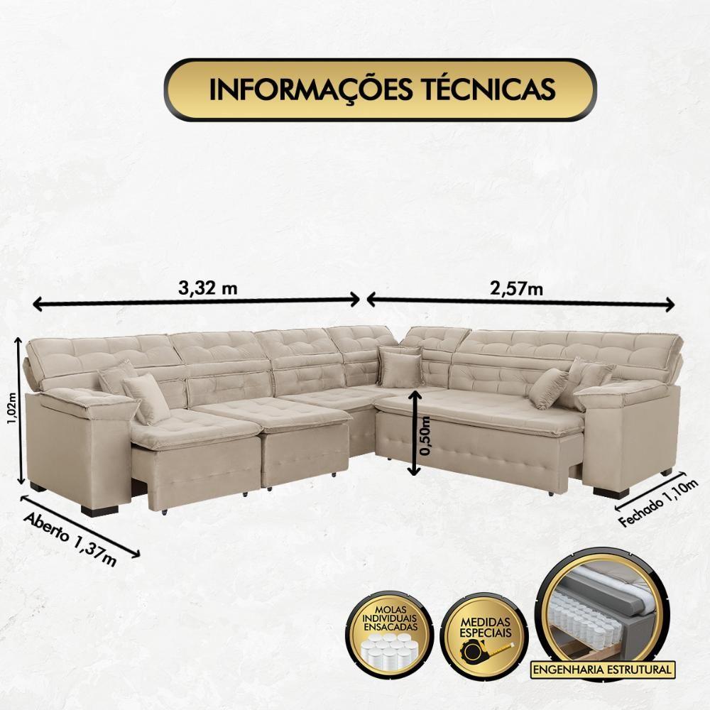 Miniatura Sofá De Canto Magno 3,32x2,57m Bege