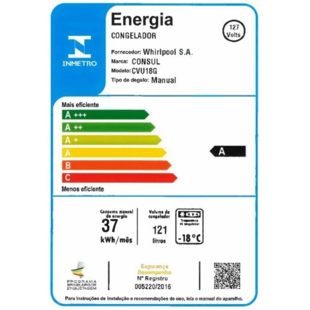 Miniatura Freezer Vertical Consul 121 Litros Degelo Manual Branco 110V CVU18GB