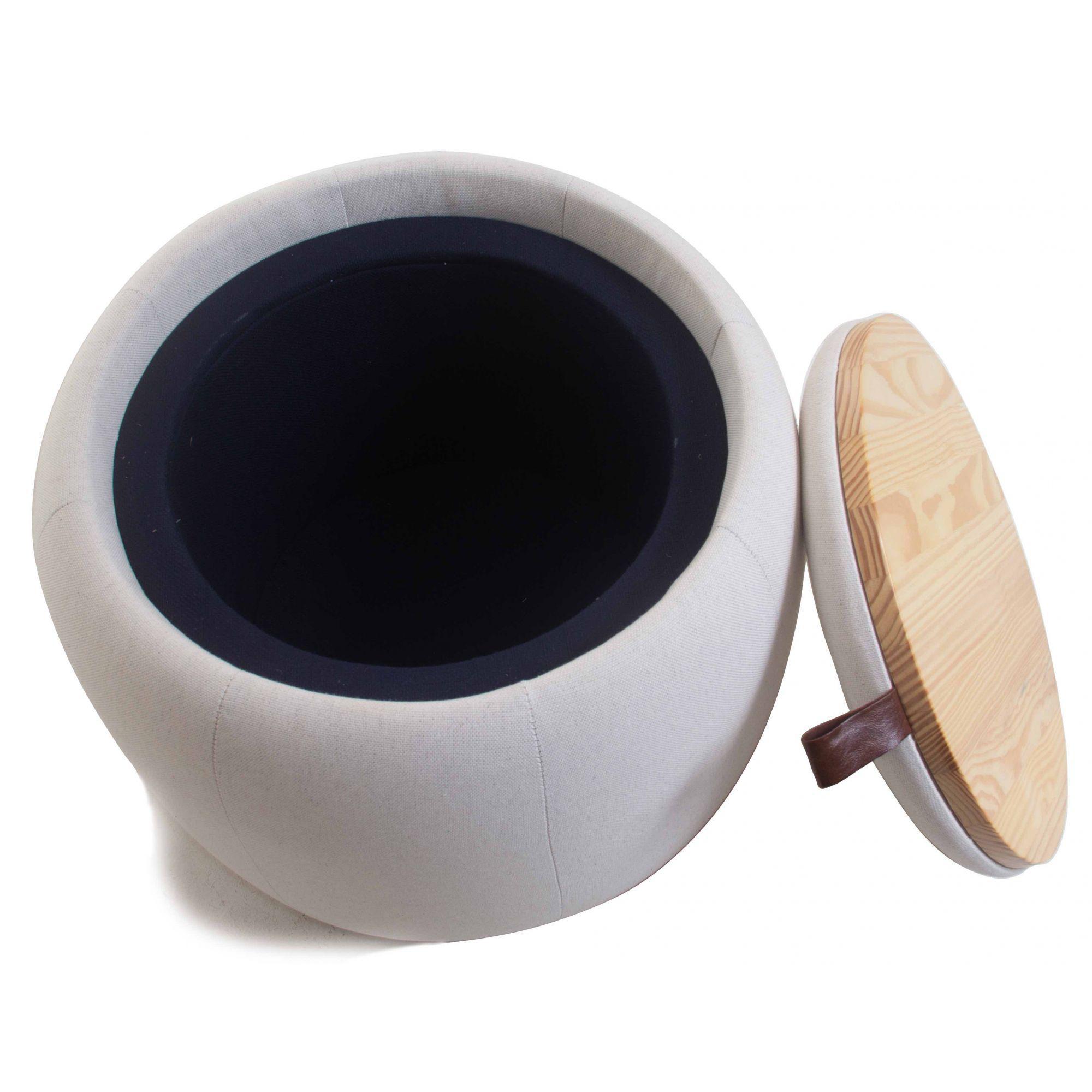 Miniatura Puff Baú Bergen Estofado 45Cm Altura Branco