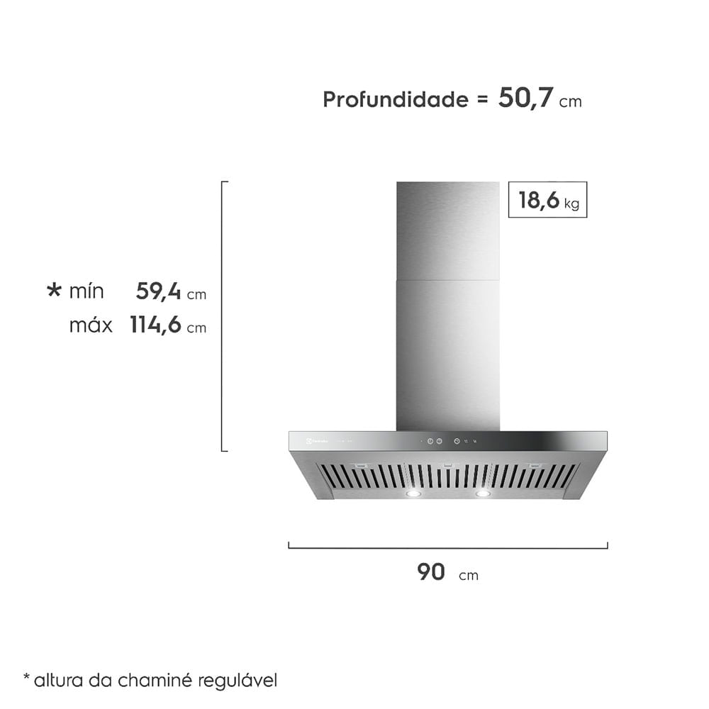 Miniatura Coifa de Parede Electrolux 90cm Inox Home Pro