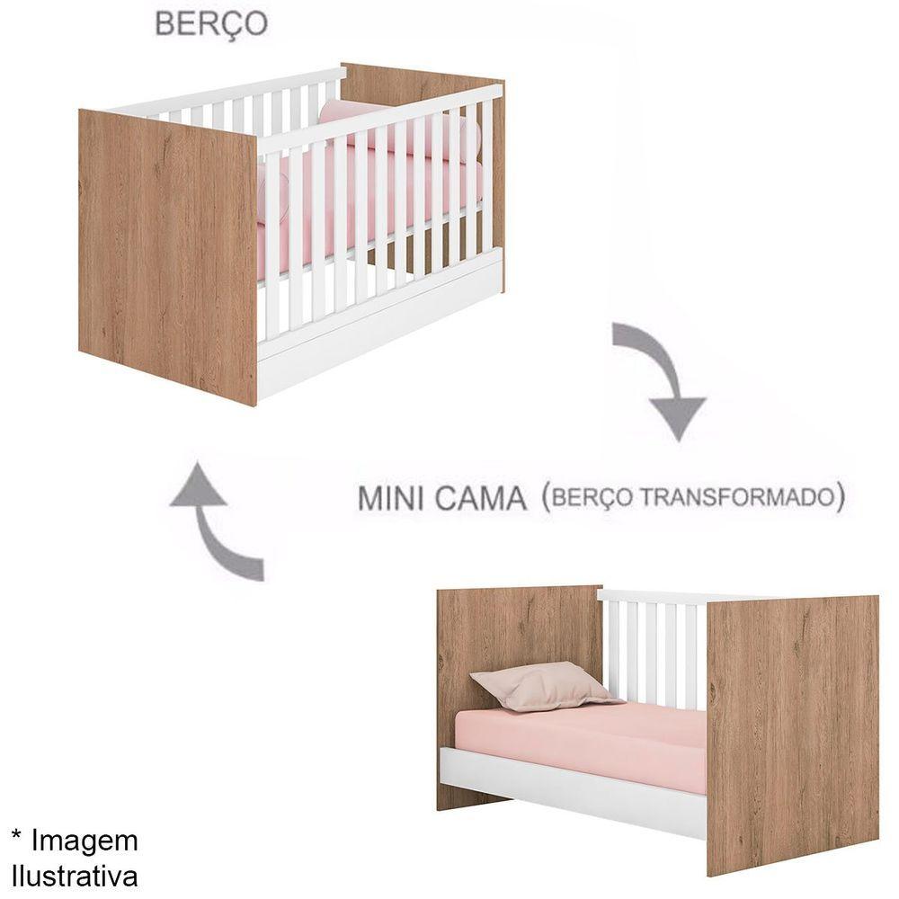 Miniatura Berço Infantil Mini Cama Mdp Doce Mel Carvalho/branco