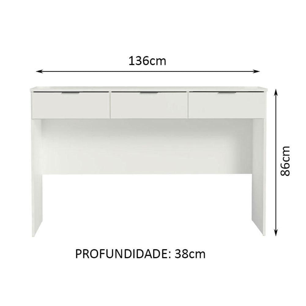 Miniatura Penteadeira Madesa Camarim Carly com 3 Gavetas (Sem Painel) Branco