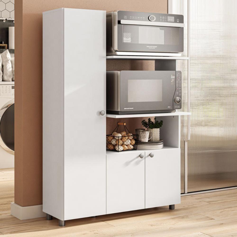 Miniatura Armário De Cozinha Para Forno-micro-ondas Com 3 Portas Multimóveis Cr20348 Branco