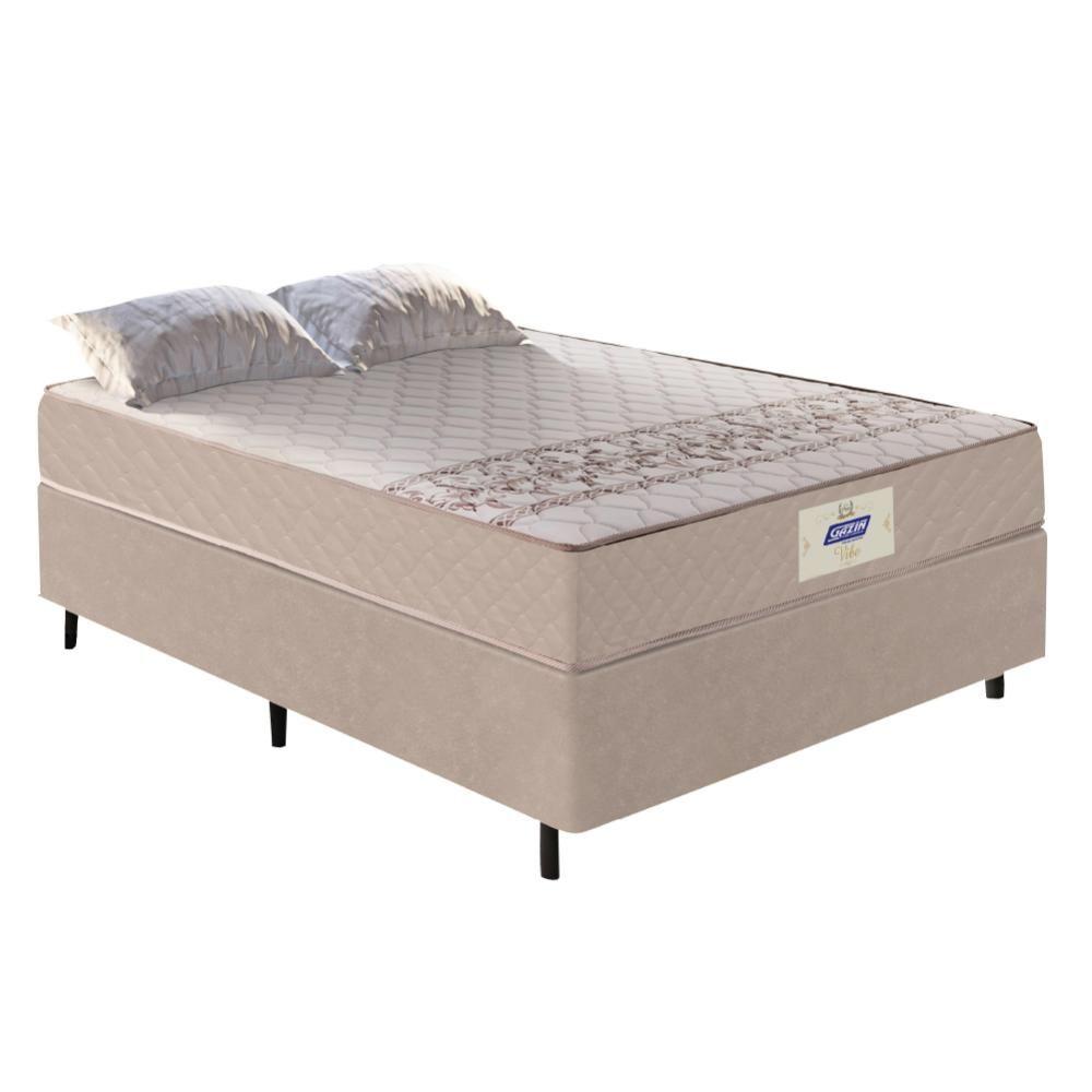 Miniatura Cama Box Casal Colchão Molas Vibe 138X188X58Cm Gazin Bege