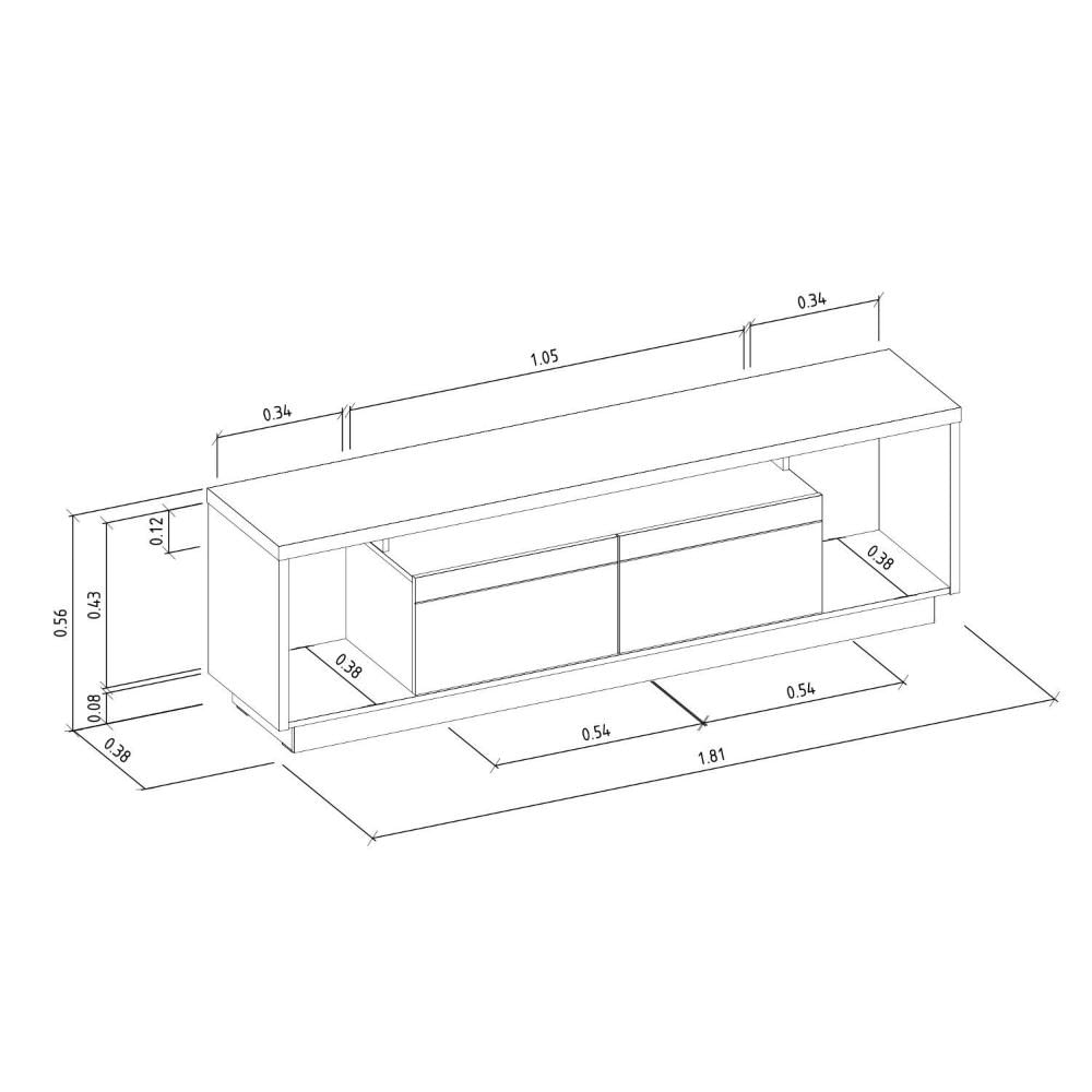 Miniatura Conjunto Rack Cronos 1.8 com Kit Fita LED 1 Fita (1600mm) Nature/ Off White