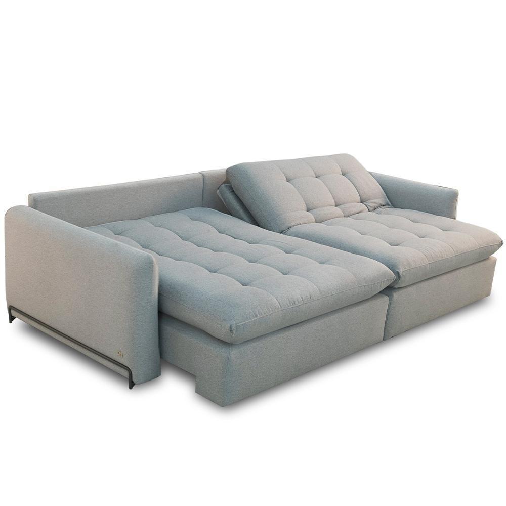 Miniatura Sofá Cama Retrátil Para Sala De Estar 3 Lugares 230cm Lee T03 Linho Cinza Urano - Lyam Decor