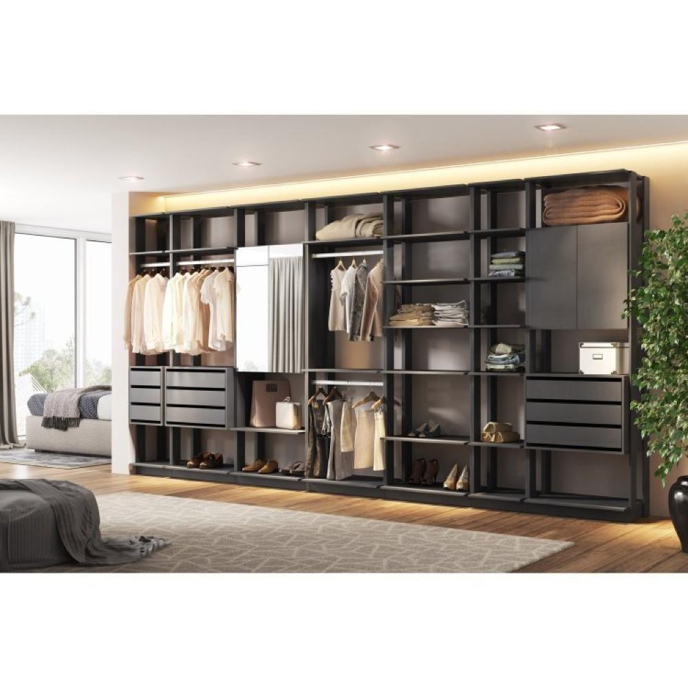 Guarda Roupa Closet 3 Gavetas e Prateleiras Be Mobiliário Grafite