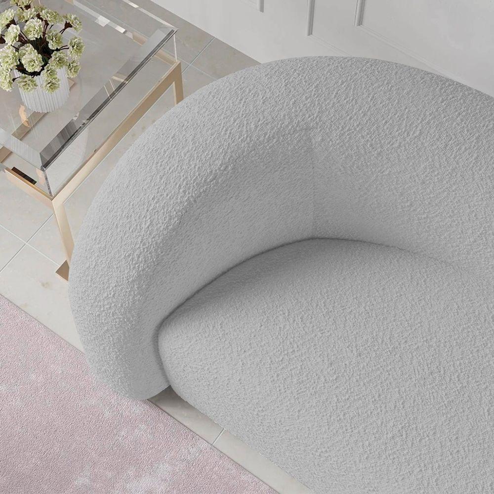 Sofá Curvo 3 Lugares Orgânico Sala Recepção Escritório Coréia 180cm Linho Cor Cinza Claro