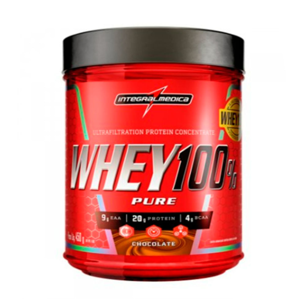 Miniatura Whey Protein Concentrado 100% Pure Integralmedica Sabor Chocolate 450g